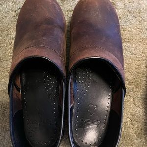 Brown and black danskos size 38